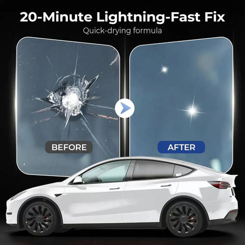 Windshield Crack Repair Kit With Quick Glass Repair Fluid Easy DIY Fix For Chips And Cracks demonstration on car windshield before and after