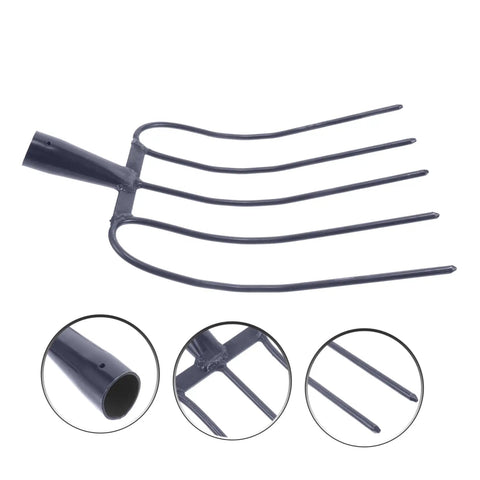 Handheld Manure Fork for Lawn Care and Farm Work Heavy Duty Iron Grass Fork with Five Point Design Easy Clean Up and Waste Removal