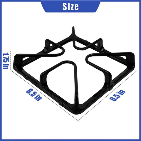 Gas Stove Burner Grate Replacement Set 8.5 By 8.5 Inches Cast Iron For GE Ranges, black cast iron grate, top view