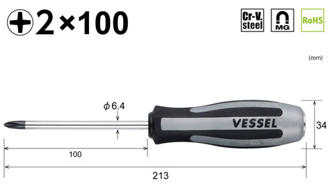 Dual Function Impact Driver And Screwdriver In One No 2 Cross Point Tip For JIS And Phillips Magnetic Black Coated Tip Cam