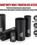 3/8 Inch Drive Impact Socket Set, 49 Piece 6 Point SAE and Metric, Chrome Vanadium Heat Treated Sockets with anti-corrosion features