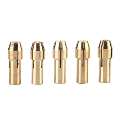 Get This Premium Brass Collet Set For Rotary Tools With Quick Change 4 3Mm Shank features five brass collets for secure clamping.