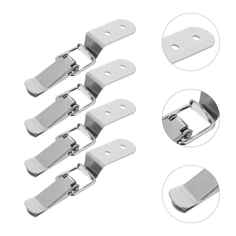 Heavy Duty Four Pack Stainless Steel Spring Loaded Toggle Catches With Flat Mouth Design For Secure Toolbox Latches And Cabinet Locks That Hold Tight All Day Long, showcasing durable structure.