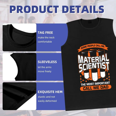 Solid Men's Lightweight Cotton Tank Top, Cloud Soft Breathable Sleeveless Muscle Tee, tag-free black design with arm spaces.