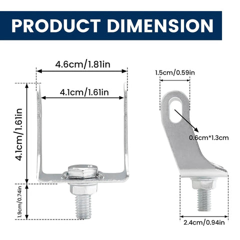 Dimensions of 2 Pack Adjustable Motorcycle Spotlight Mounting Brackets For Off Road Bikes And Scooters, Heavy Duty Alloy