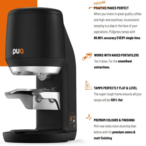 Electric Auto Leveling Espresso Tamper For 57.3 Mm Portafilters, showcasing sleek design and precision features for baristas.