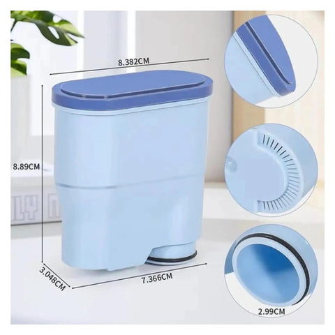Total Upgrade Coffee Machine Water Filter That Softens Rough Water And Cleans Your Daily Brew For A Fresh Drip And Rich Taste That Truly Hits Different On Almost All Machines, blue filter with dimensions.