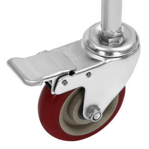 Close-up of the swivel locking wheel on a Heavy Duty Rolling Laundry Cart With Hanging Bar And Swivel Locking Wheels.