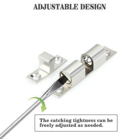 Double Roller Catch Cabinet Latches, Adjustable Ball Tension Brass Roller Catch, 67mm Solid Metal Cabinet Latches And Catches 4 Pack