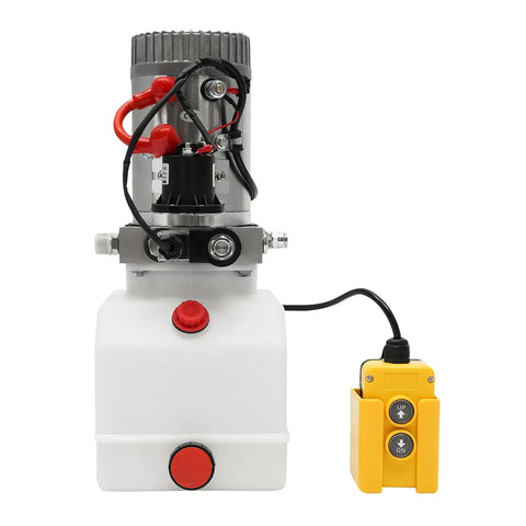 Straight Up Heavy Duty 12V Hydraulic Power Unit With 4 Quart Tank Single Acting Electric Pump for Dump Trailers and Car Lifting.
