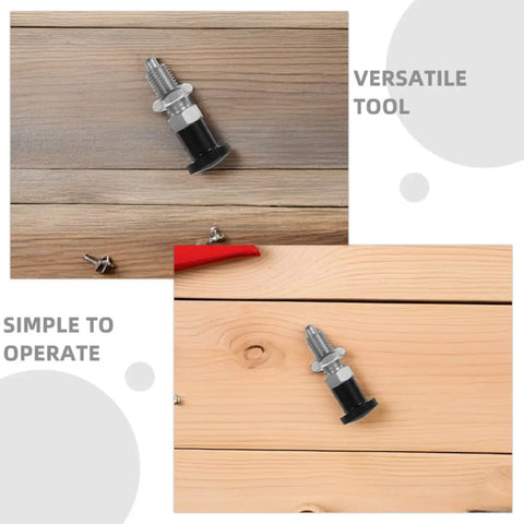 Stainless Steel Reset Indexing Plunger With Knob And Self Locking Mechanism M10 on wood surface, demonstrating easy installation.