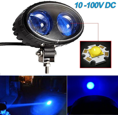 Blue Spot Led Forklift Safety Light For Warehouse Warning System Features No Hassle Front Or Rear Mount And Super Bright Pedestrian Alert To Keep The Crew Safe In Loud Shops And Busy Intersections Quick Install, showcasing dual blue lenses.
