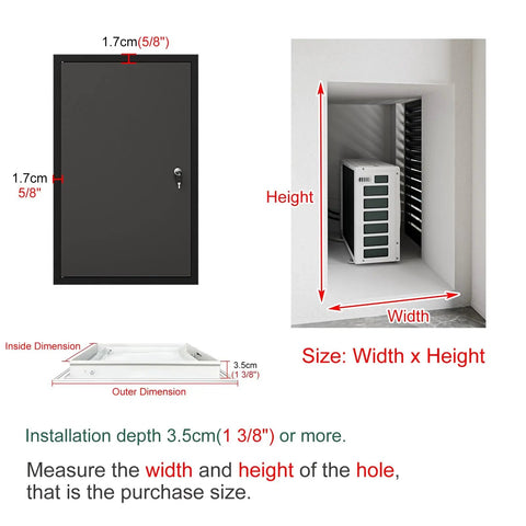 Tough As Nails Aluminum Wall Access Panel And Heavy Duty Hidden Service Door For Air Conditioning And Plumbing Repairs, dimensions shown.
