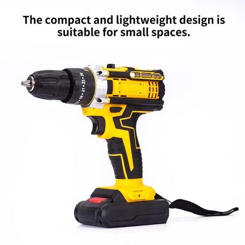 Knockout Performer 21V Cordless Drill And Electric Driver Set With Adjustable Torque, compact design for small spaces.
