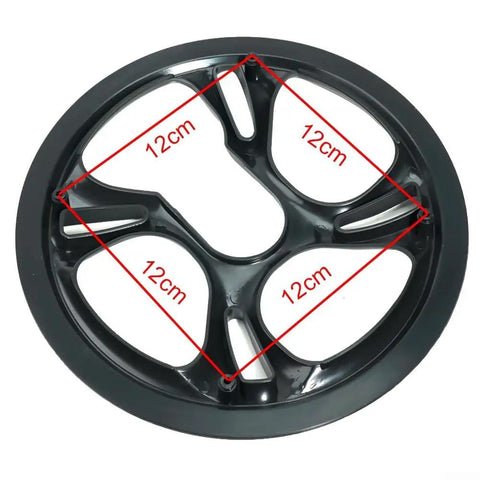Round plastic Road Bicycle Crank Guard Protector for 40 to 52T sprockets showing dimensions and design.