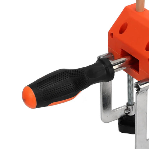 Durable Home Vise Table Work Bench Clamp With Stainless Steel Body And Non Slip Abs Jaws For Easy Woodworking Clamping Projects Plus Quick Clip Installation close-up of handle and clamp mechanism.