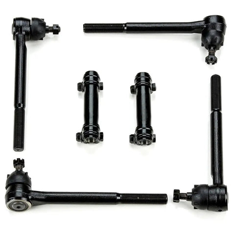 Beefed Up Front Suspension Kit With Polyurethane Greasable Tie Rods Bushings Ball Joints And Idler Arm For Chevy Monte Carlo 1971 1972 6.6L 7.4L Complete Front End Upgrade, showing components on white background