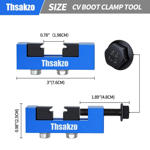 Stainless Steel CV Boot Clamp Tool For Easy CV Axle Dust Boot Removal And Installation with 13mm screw, blue anodized body