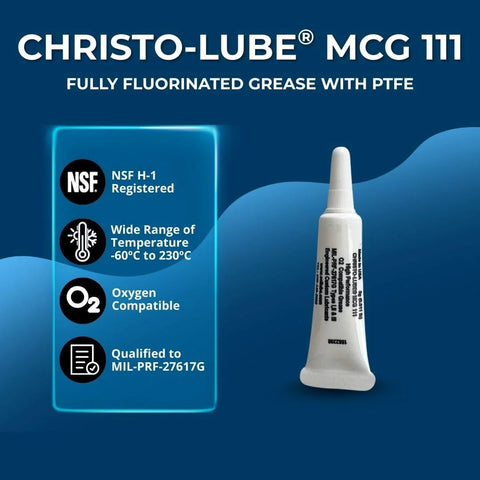 Front view of Christo-Lube MCG 111 5 g oxygen-compatible PFPE/PTFE grease tube for scuba gear.