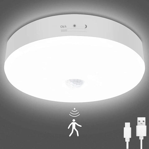 Motion Sensor LED Ceiling Light With USB Cable And Rechargeable Battery Wireless Closet Lights No Wiring Needed