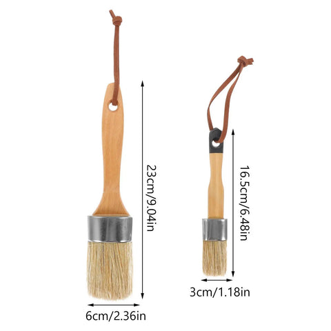 2 Piece Wood Handle Paint Stain Brushes With Oval Synthetic Bristles For Wood Stain And Wall Paint Deck Brush For Furniture