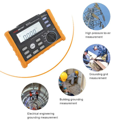 Digital Earth Ground Resistance Tester With 2 Pole And 3 Pole Modes, High Precision 0 Ohm To 4000 Ohms Insulation Tester, Big LCD