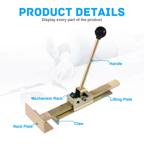 Heavy Duty Flooring Jack For Hardwood, Laminate, And Tile Installations With Ratchet Mechanism, Cast Steel Plank Lifter details