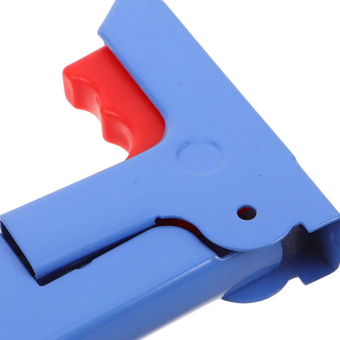 Close-up of Folding Bed Rail Button Connector With No-Fuss Quick Release Clip in blue and red for nursing beds.