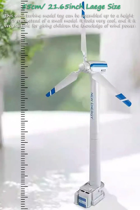 2 In 1 Wind Turbine And Platform Trailer Playset showing a large wind-up generator model with realistic turbine blades.