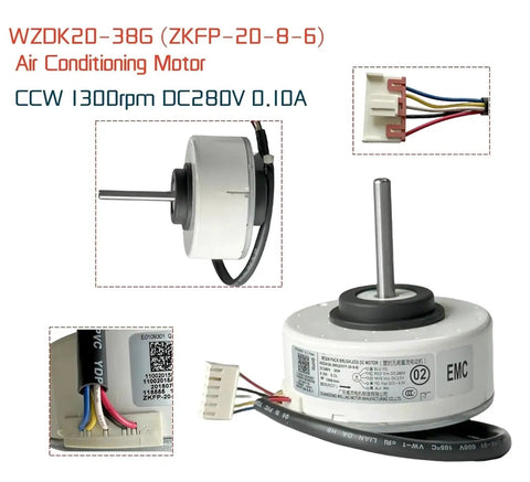 Brushless DC Fan Motor For Air Conditioner 20W Inverter Ready WZDK20-38G ZKFP-20-8-6 with wiring connectors