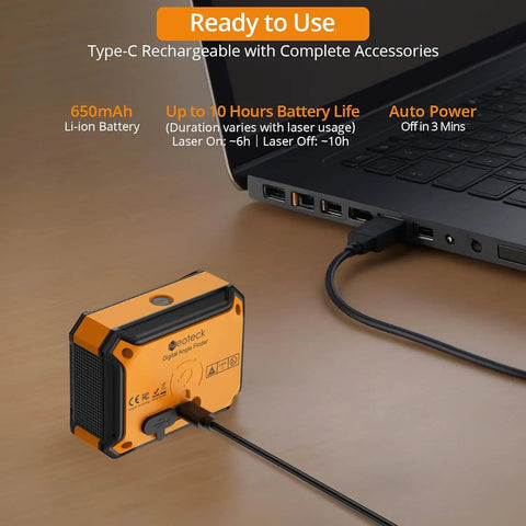 Dual Laser Digital Angle Finder With LED Display, Handy Pro Grade Inclinometer For Woodworking And Construction, USB-C rechargeable