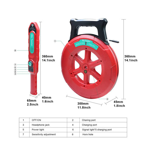 Red Underground Pipe Locator And Blockage Detector For PVC Plastic And Metal Water Pipes Sewer Wall Scanner with measurements