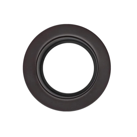 Top view of 3-1/2 Inch EZ Mount Brass Kitchen Sink Disposal Drain Flange And Stopper Matte Black with 4-1/4 Inch Rim