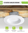12 Pack 6 Inch LED Recessed Downlights With Integrated Junction Box 15W 1067 Lm 2700K To 5000K Dimmable Canless Wet Location IC Rated