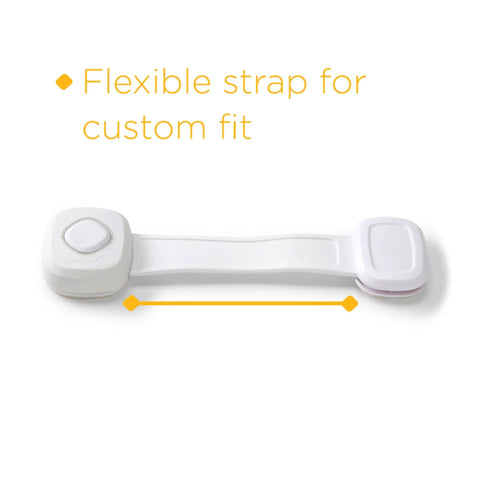 OutSmart Multi Use Lock 2 Pack White Easy No Drill Installation with flexible strap for a custom fit displayed flat