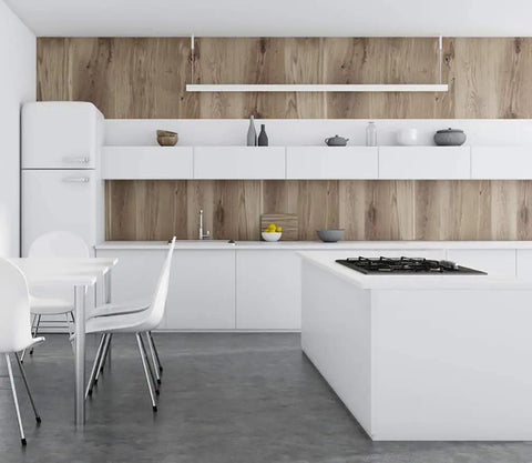 Modern kitchen with Peel And Stick Waterproof Vinyl Wallpaper Roll 197 Inch Long By 17.7 Inch Wide Self Adhesive Contact Paper for walls.