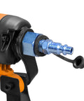 Close-up of air connector on Next Gen Pneumatic 18 Gauge One And Five Eighths Inch Narrow Crown Stapler