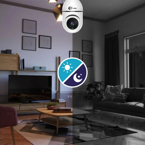 Wireless WiFi Light Bulb Camera 3MP Security Camera With 360 Degree Pan Tilt in day and night mode indoors