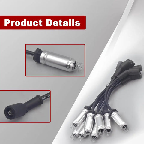 Spark Plug Wire Kit 19431551 Compatible With Cadillac Chevrolet GMC Models, close-up view of connectors and wires