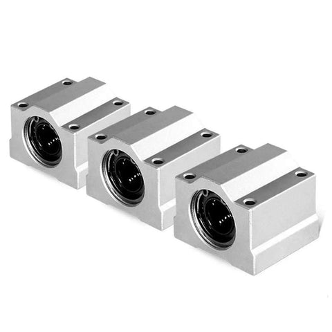 Linear Motion Bearing Slides for CNC Machines and 3D Printers, Compatible SCS6UU-SCS20UU and SCS8LUU-SCS13LUU, 1 Pc, silver aluminum bearing blocks