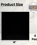 4 Pack 12 By 12 Inch Anodized Aluminum Sheets Black 0.03 Inch Thick 5052 Aluminum Alloy Engraving Plates with measurement details