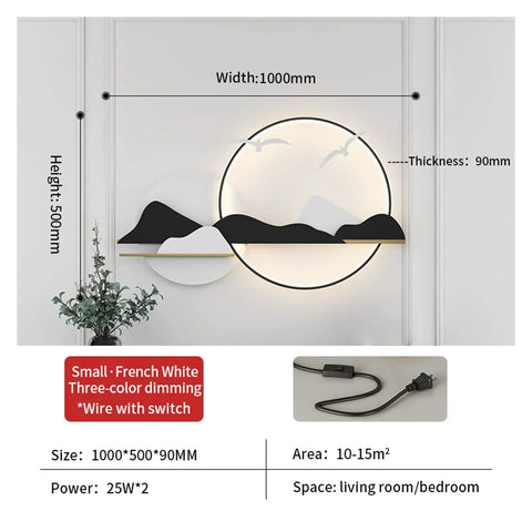Modern White Led Wall Sconces With No Fuss Plug In Setup Featuring Top Notch Nordic Metal Build Three Color Temp Control, 1000x500mm.