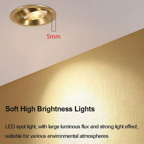 Badass 3 Inch Brass Recessed Downlights Featuring Sleek Baffle Trim And Solid Copper Build For Dead On Precision. 5mm recessed LED fixture.