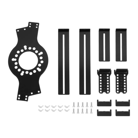 Heavy Duty Wheel Fitment Simulator And Rim Size Mockup Tool Covers 14 To 22 Inch Diameters, black metal components and accessories.