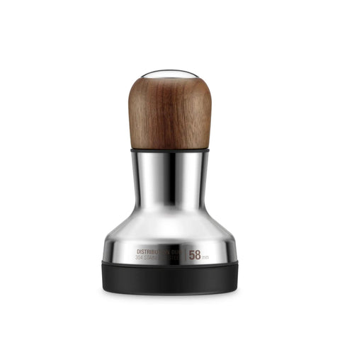 Pro 58 Mm Espresso Powder Distributor With Tough Walnut Handle And Stainless Steel Tines for even coffee grounds in 58mm portafilters.