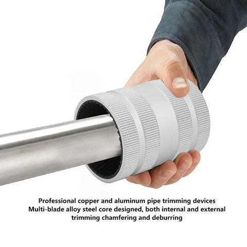 Hand holding Pipe Reamer And Deburring Tool For Hard Pipes With Dual Inner And Outer Blades Chamfer And Deburr Copper And Stainless Steel