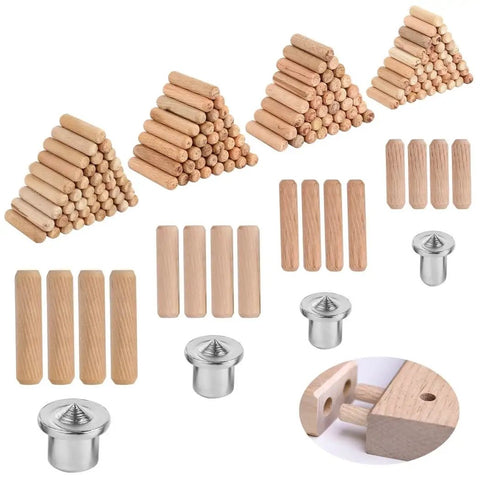 404 Pcs Wood Dowel Set For Furniture Making And DIY Woodworking Joinery Featuring Fluted Dowels And Dowel Centers, Assorted Sizes