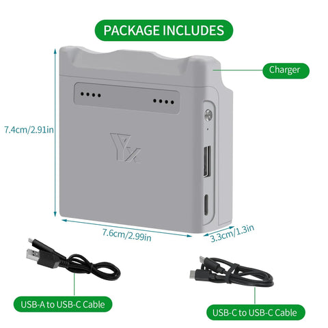 Two Way Charging Hub For Neo Battery System Dope Fast PD45W Charger Case with USB cables, dimensions labeled.