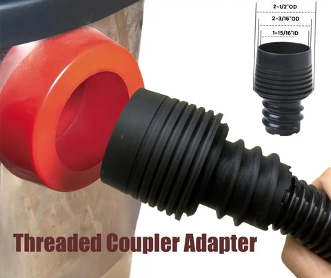 Ultimate Dust Collection Hose Kit With Six Fittings And Reducers For Two And One-Half Inch And Two And One-Quarter Inch ID showing coupler adapter