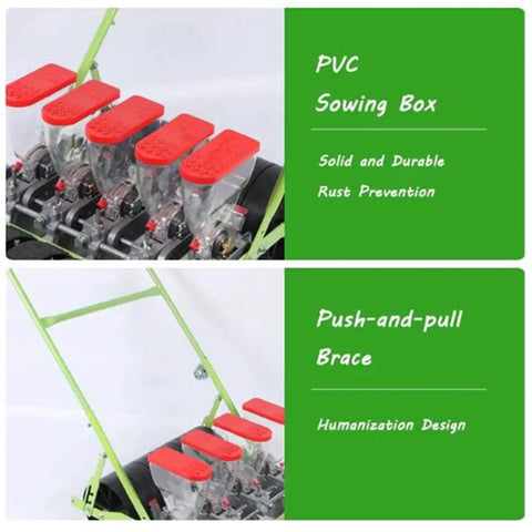 Manual Seed Planter For Beans And Corn Garden Seeder Handheld Spreader with PVC Sowing Box and Push-and-Pull Brace